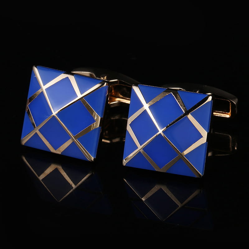 Rose Gold Blue Enamel French Shirt Cufflinks