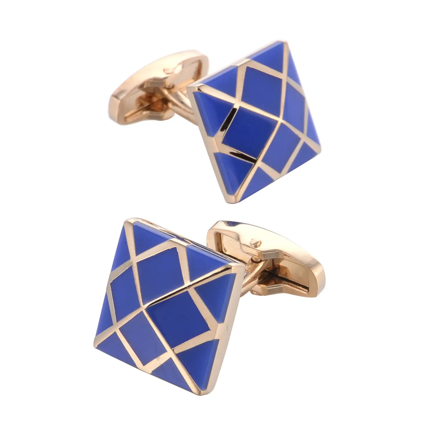 Rose Gold Blue Enamel French Shirt Cufflinks