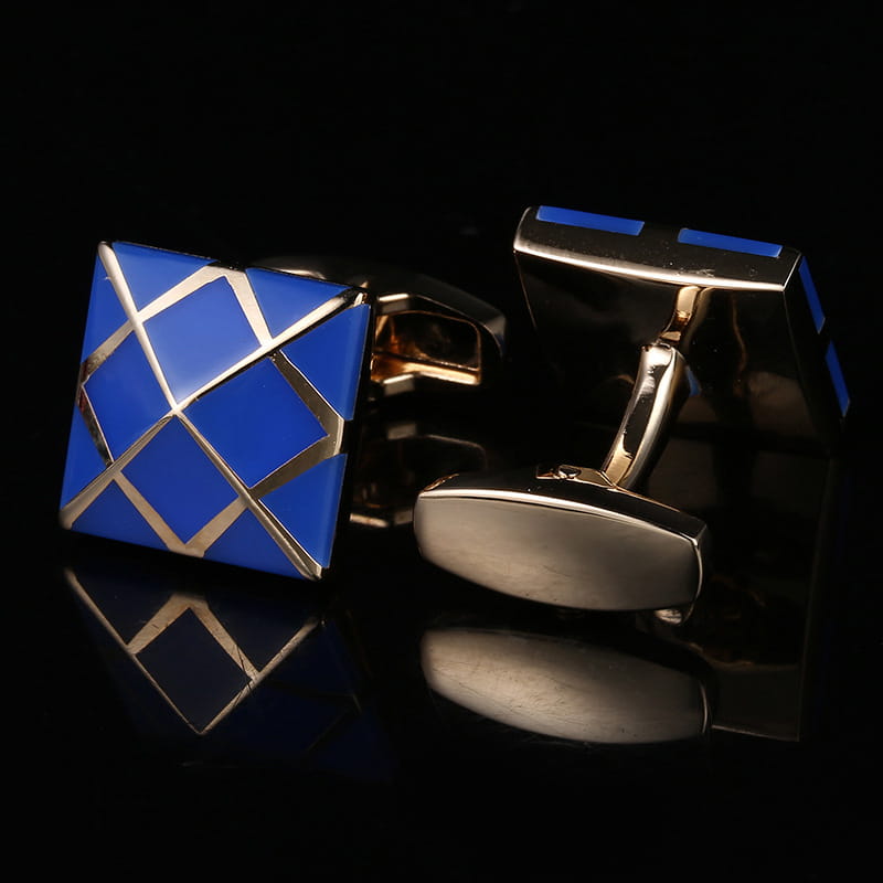 Rose Gold Blue Enamel French Shirt Cufflinks