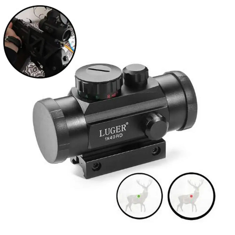 1x40RD Red Green Dot Scope Sight Hunting Optics Holographic Tactical Sight 11/20mm Mount Rifle Sights Airgun Scope