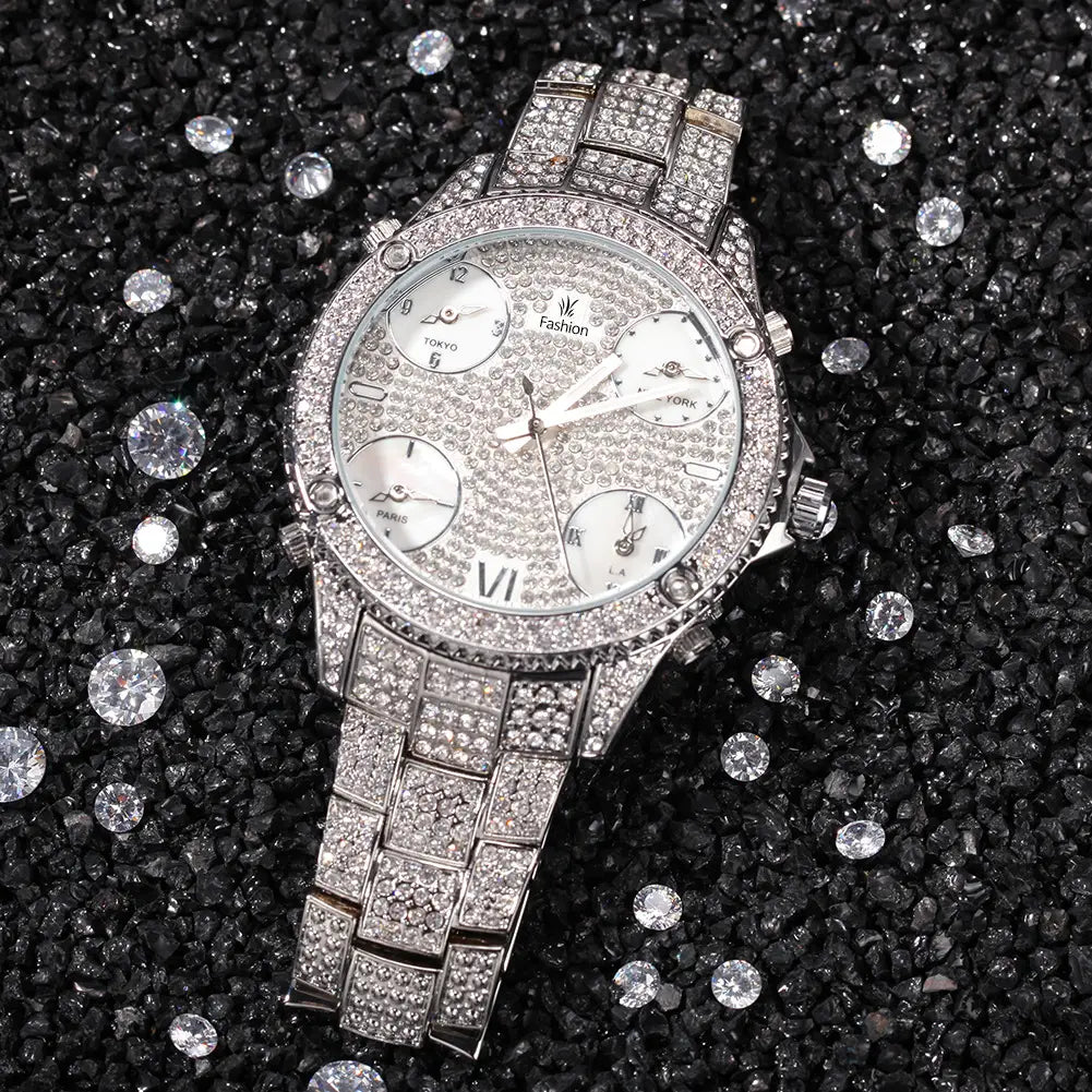 New Full Diamond Large Dial Hip-hop Men’s Watches