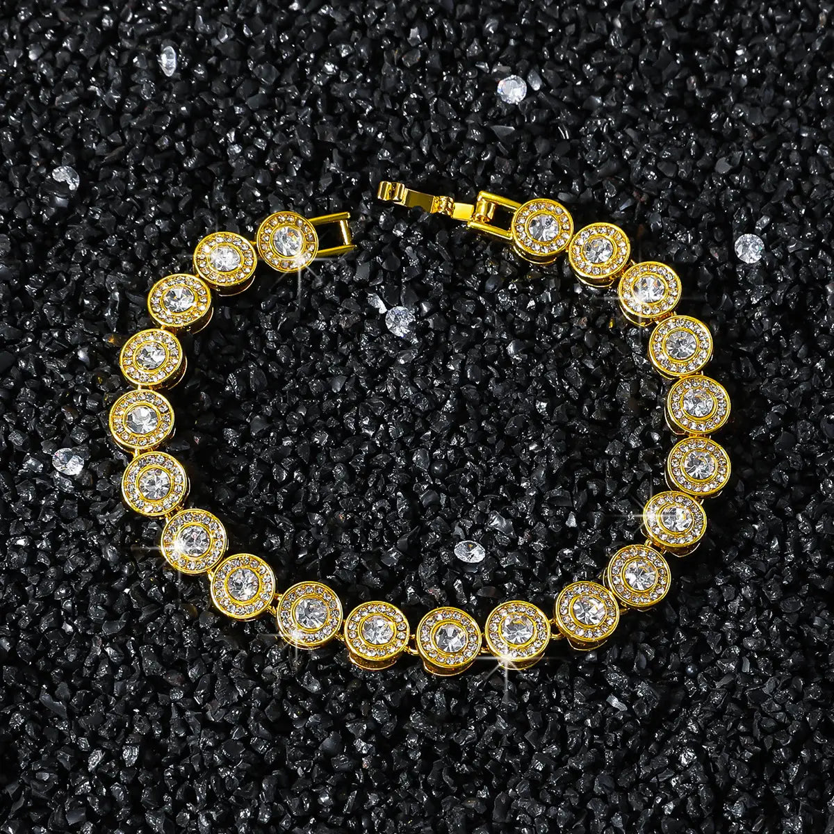 Round Diamond Stitching Bracelet 8mm wide