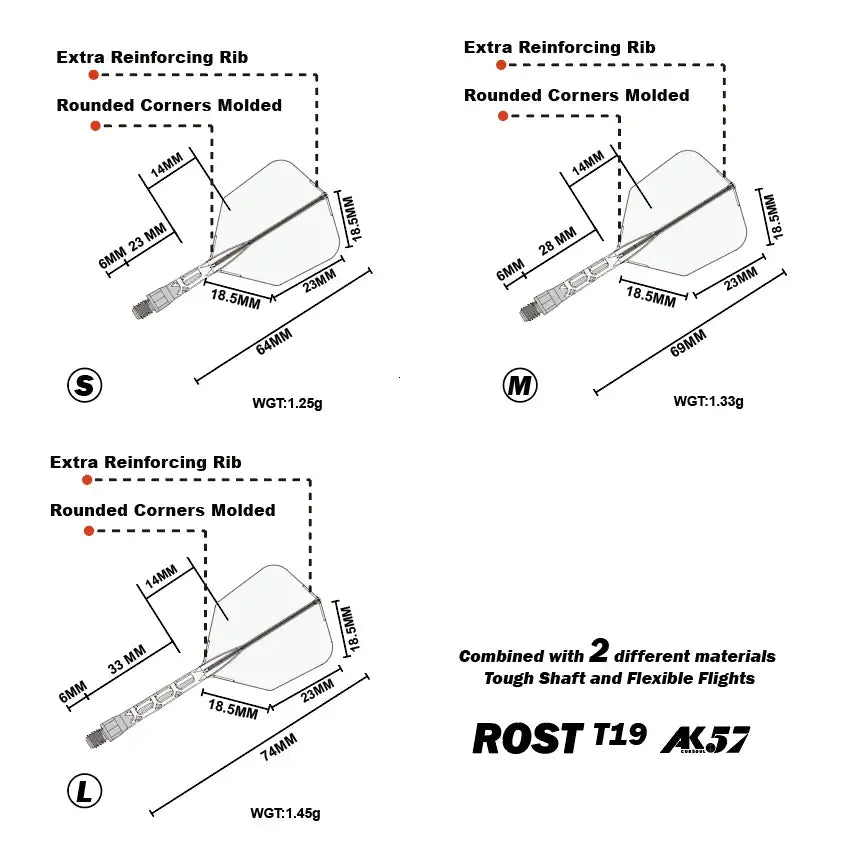 CUESOUL 929 New Launch ROST T19 Integrated Dart Shaft and Flights Big Wing Shape,Set of 3-Grey