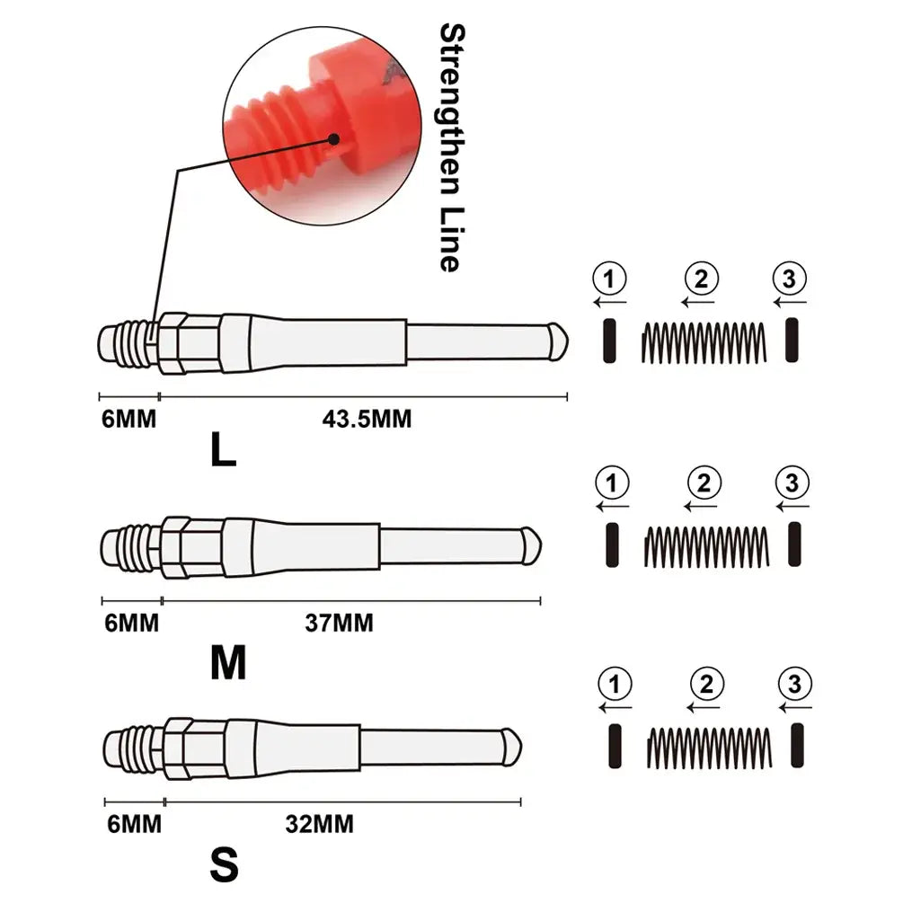 CUESOUL TERO AK7 S/M/L Dart Shafts Built-in Spring Telescopic,Set of 4 pcs