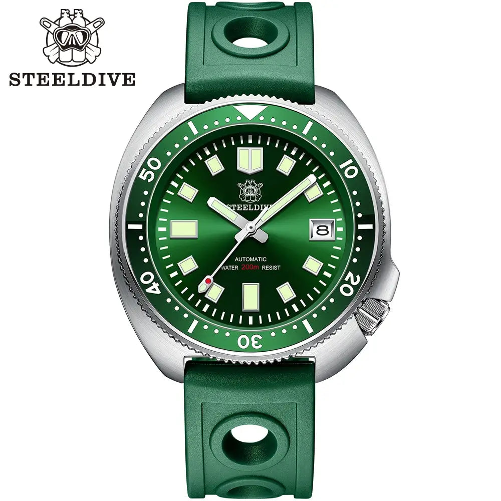 Steeldive SD1970 White Date Background 200M Wateproof NH35 6105 Turtle Automatic Dive Diver Watch