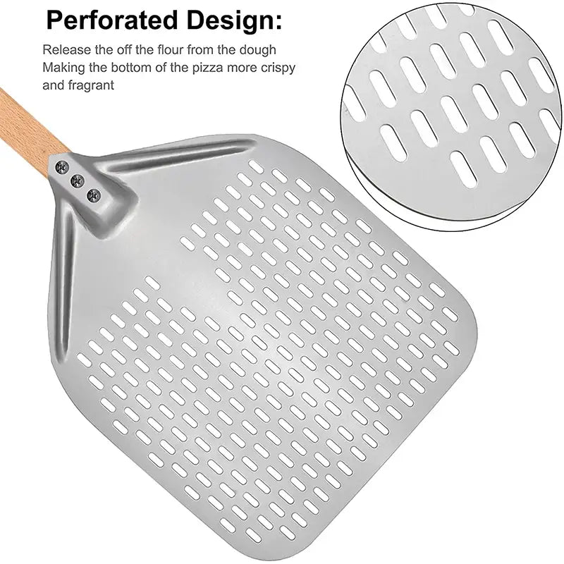 Pizza Shovel Peel 12/14 Inch Aluminum Perforated