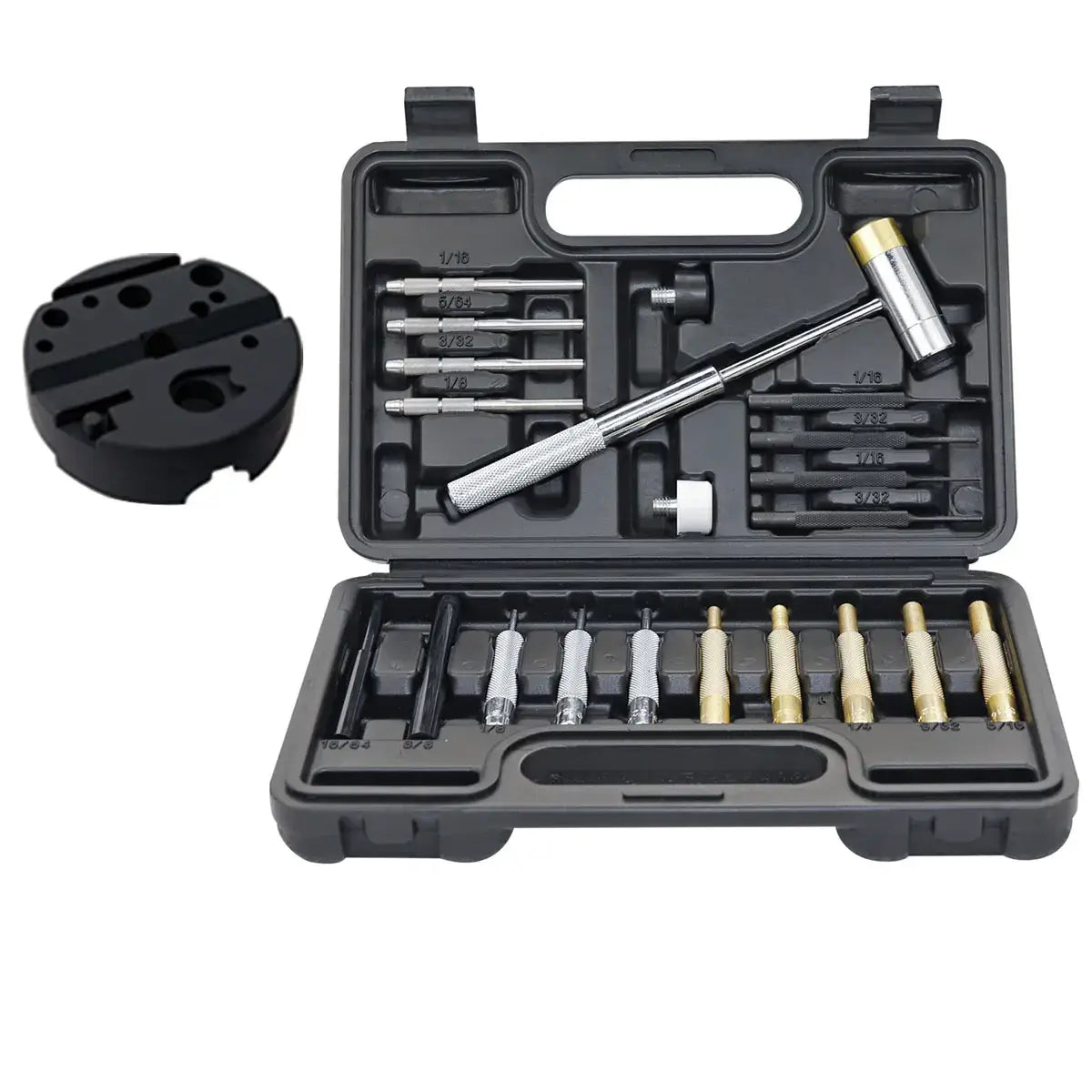 BESTNULE Roll Pin Punch Set Made of Solid Material Including Hammer with Bench Block for Gunsmiths Jewelry and Watch