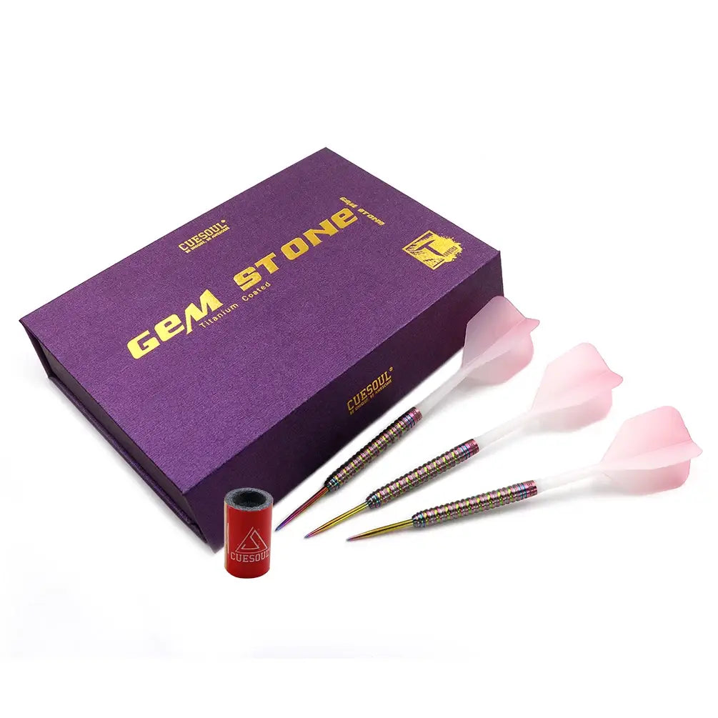 CUESOUL PINK GEM Stone 22g Steel Tip 90% Tungsten Darts