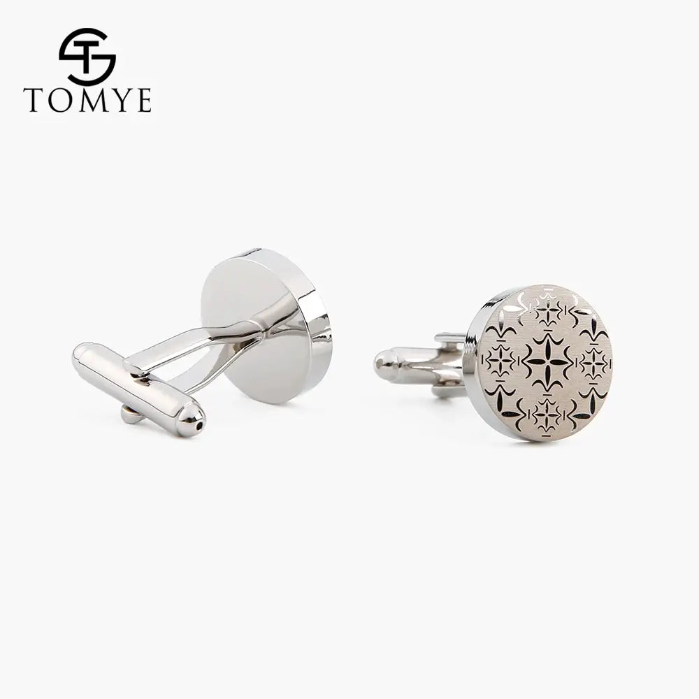 TOMYE Flat Round Plain CuffLinks