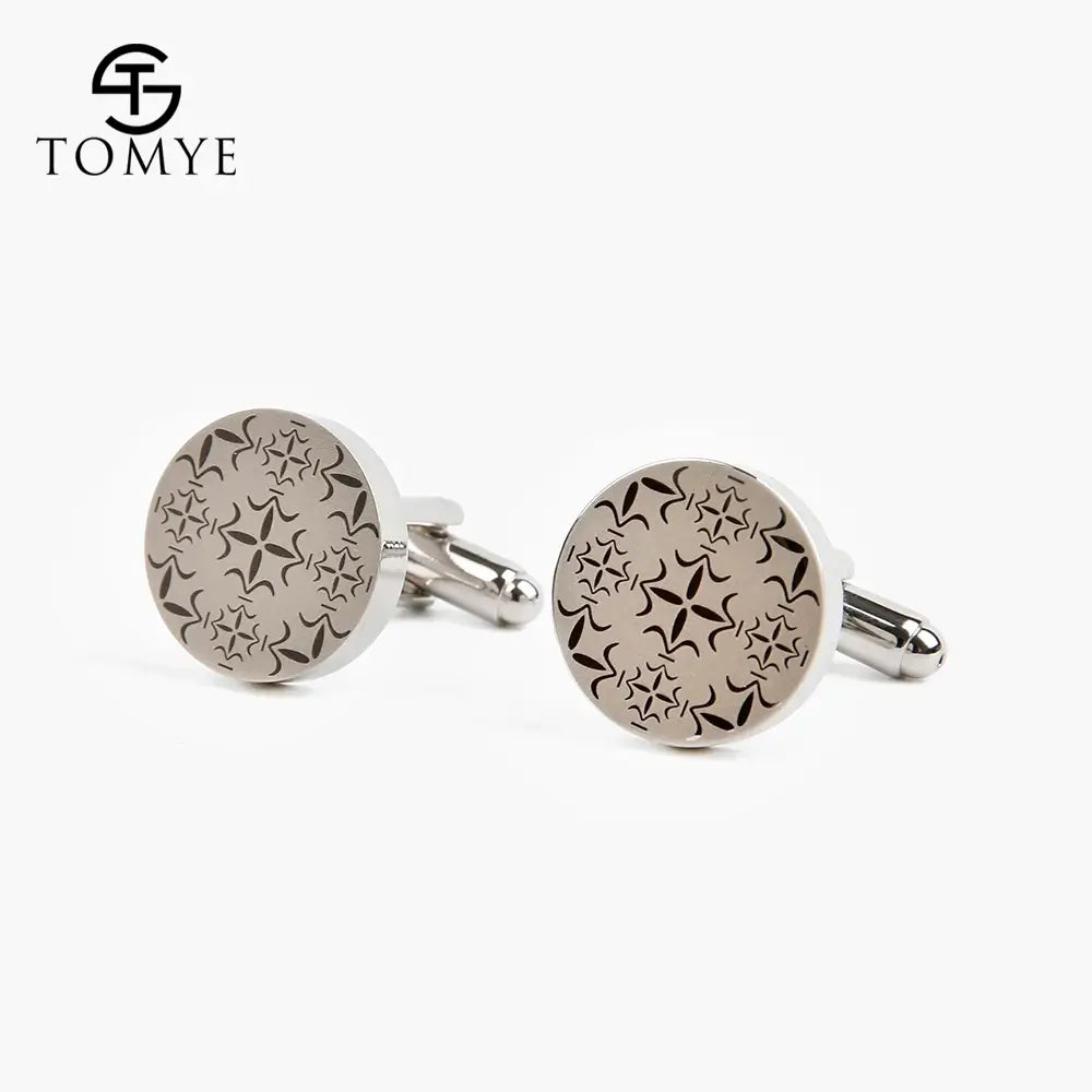 TOMYE Flat Round Plain CuffLinks