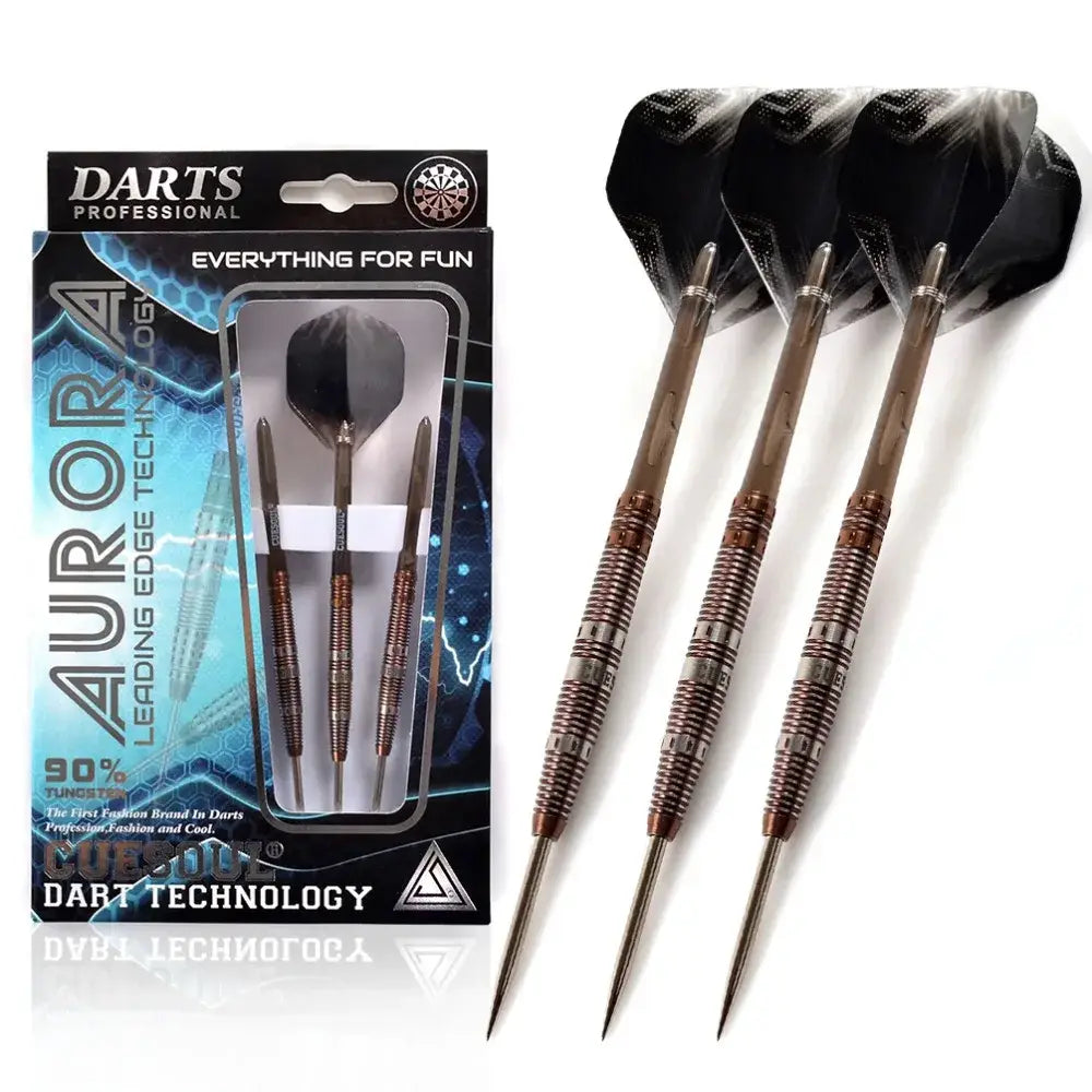 CUESOUL AURORA 23g Steel Tip Tungsten Dart Set,Gold Titanium Nitride Coating