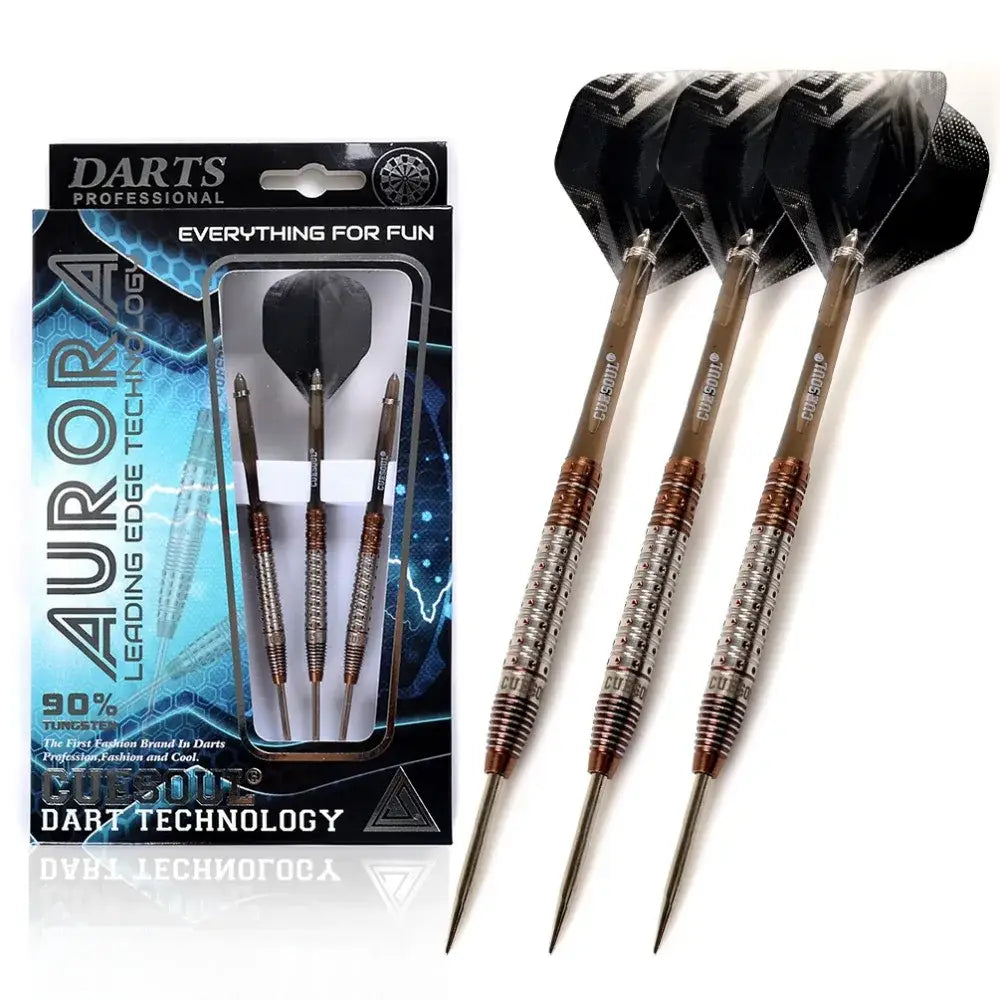 CUESOUL AURORA 23g Steel Tip Tungsten Dart Set,Gold Titanium Nitride Coating