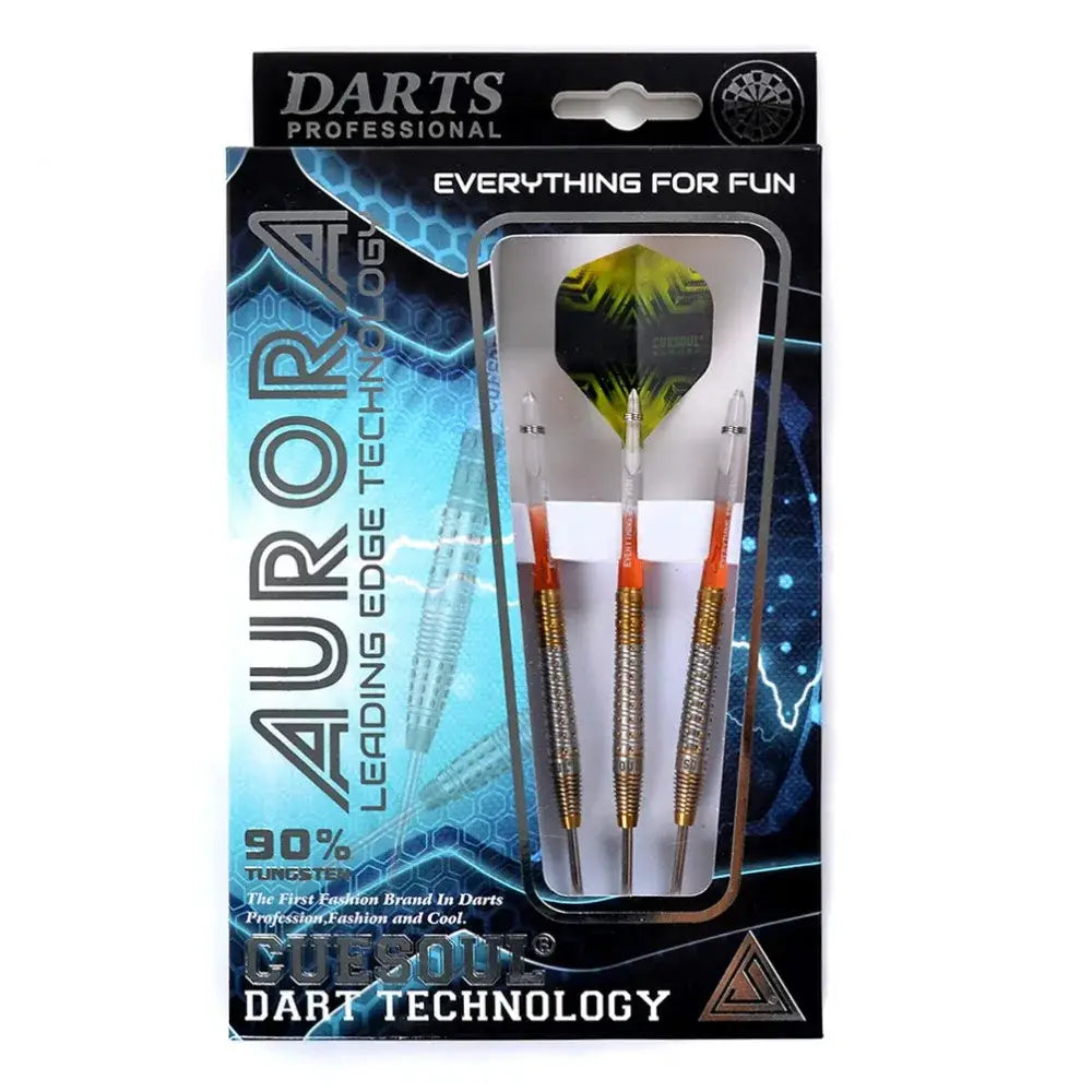 CUESOUL AURORA 23g Steel Tip Tungsten Dart Set,Gold Titanium Nitride Coating