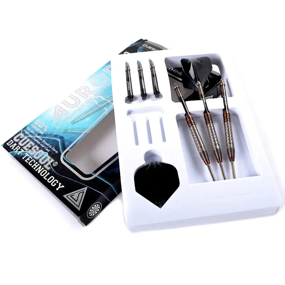 CUESOUL AURORA 23g Steel Tip Tungsten Dart Set,Gold Titanium Nitride Coating