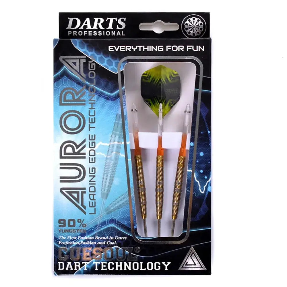 CUESOUL AURORA 23g Steel Tip Tungsten Dart Set,Gold Titanium Nitride Coating