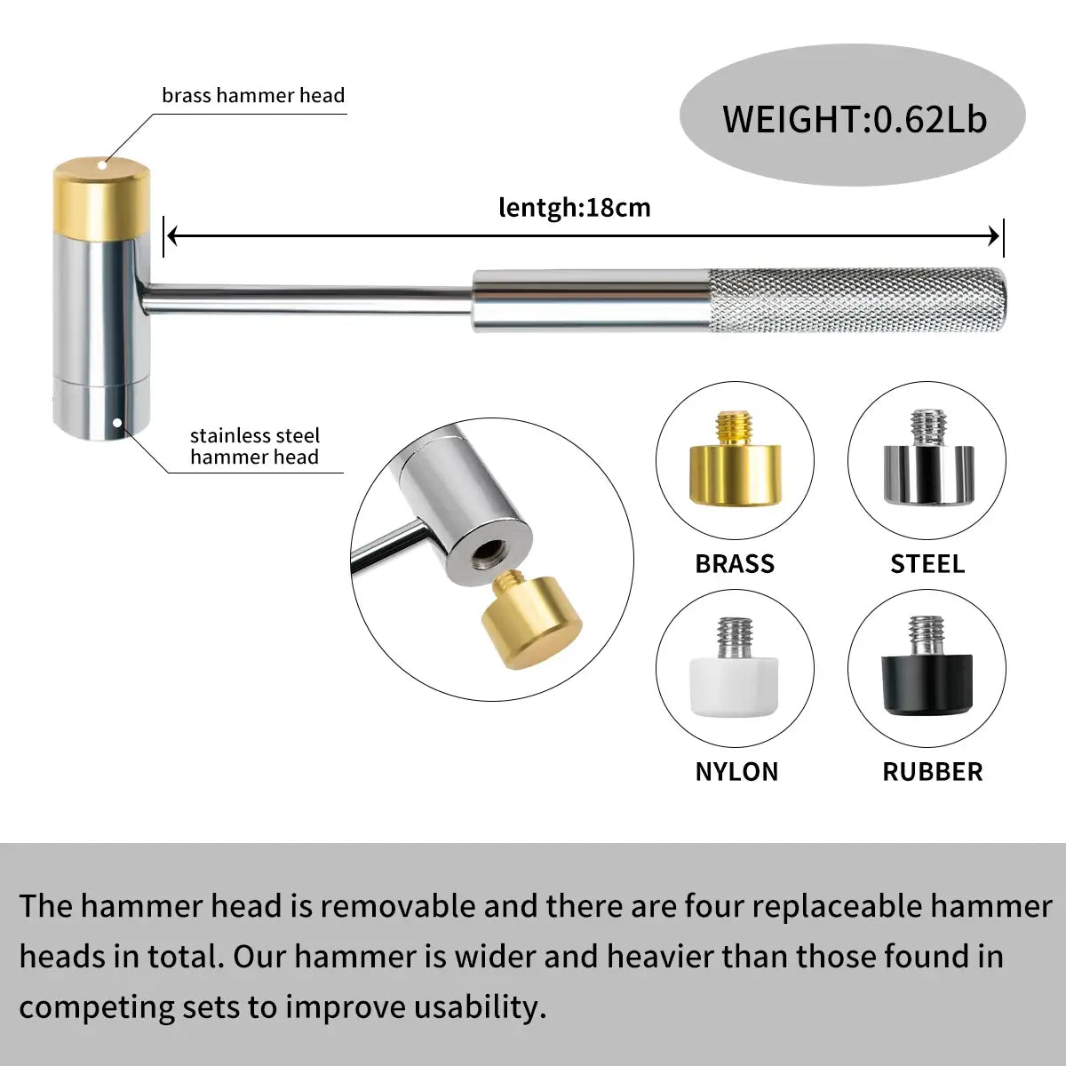 BESTNULE Roll Pin Punch Set Made of Solid Material Including Hammer with Bench Block for Gunsmiths Jewelry and Watch