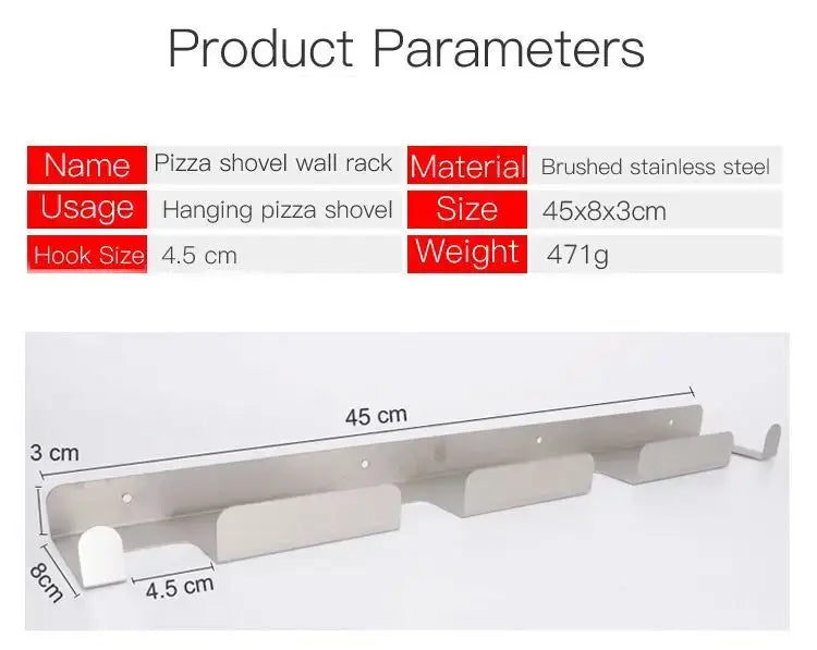 Pizza Peel Wall Rack Brushed Stainless Steel Pizza Peel