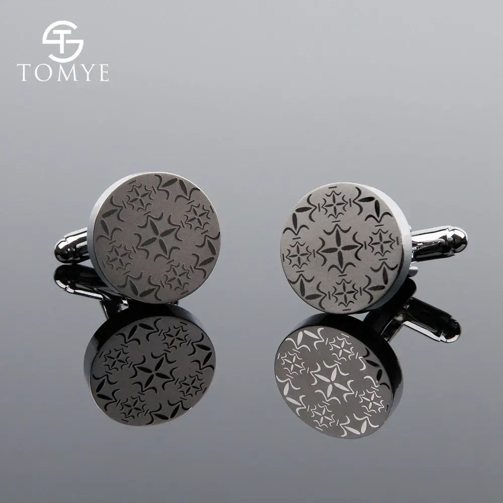 TOMYE Flat Round Plain CuffLinks