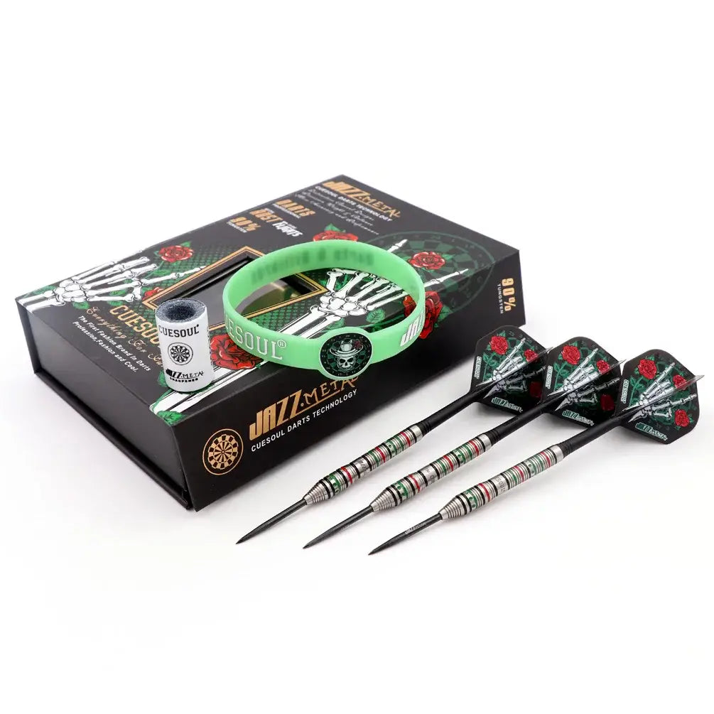 CUESOUL JAZZ-METAL 21/23/25g Steel Tip 90% Tungsten Dart Set with Integrated ROST Dart Flights and Wristband