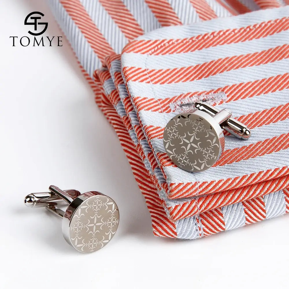 TOMYE Flat Round Plain CuffLinks