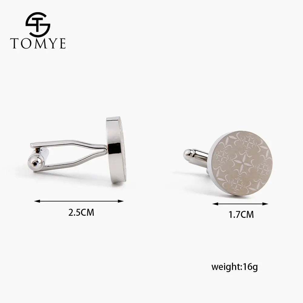 TOMYE Flat Round Plain CuffLinks