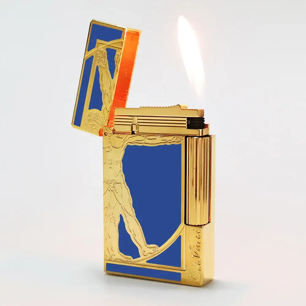 Luxury Metal Gas Lighters Lacquer Da Vinci Engraved Classical Cigarette Accessories Smoking Men Father Unique Gift