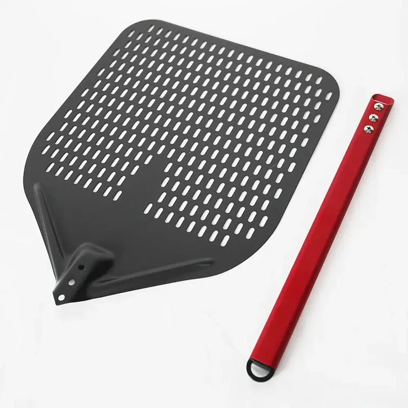 PizzAtHome Hard Anodized Pizza Peels with Turning Peel Red Handle Hard Coating Paddle