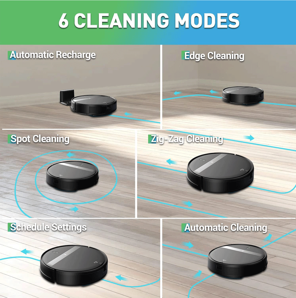 Smart GOOVI Robot Vacuum Cleaner 1400Pa Strong Suction 2500mAh Battery 3in1 Mopping Sweeping Suction Supports Wifi/alexa