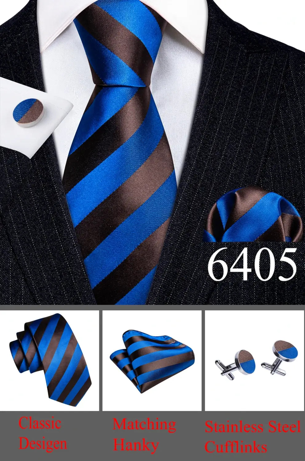 Barry Wang Silk Ties | Pocket Square | Cufflinks | Wedding Set