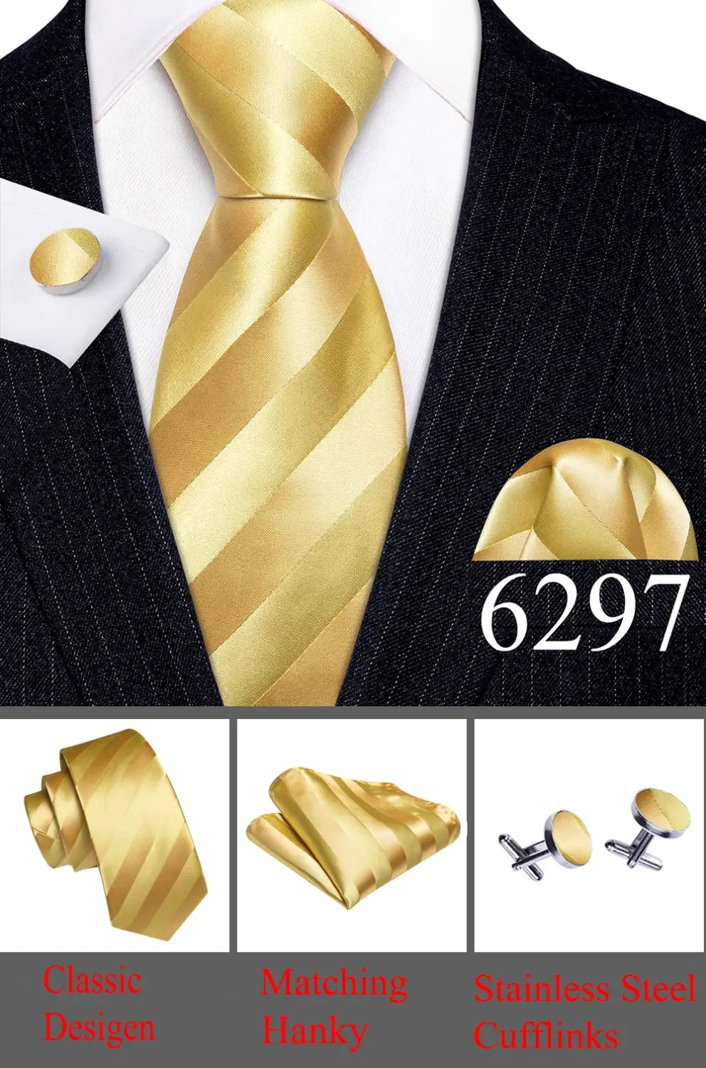 Barry Wang Silk Ties | Pocket Square | Cufflinks | Wedding Set