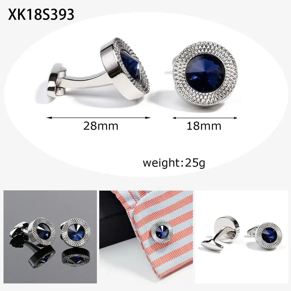 TOMYE Luxury Crystal Round Cufflinks