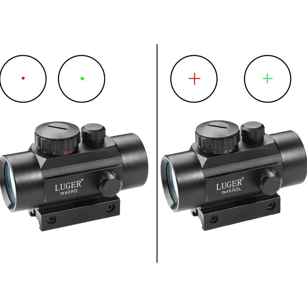 1x40RD Red Green Dot Scope Sight Hunting Optics Holographic Tactical Sight 11/20mm Mount Rifle Sights Airgun Scope