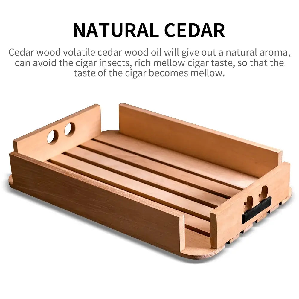 CIGAR-LOONG Cedar Wood Shelf Clear Cigar Humidor with Hygrometer