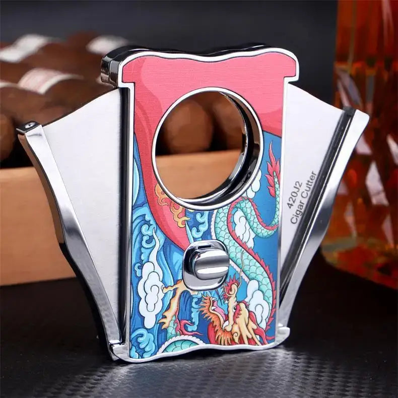 Dragon Pattern Stainless Steel Cigar Cutter Cuban Cigar Scissors Cigar Cut Auspicious Luckly Cigar Accessories Gift