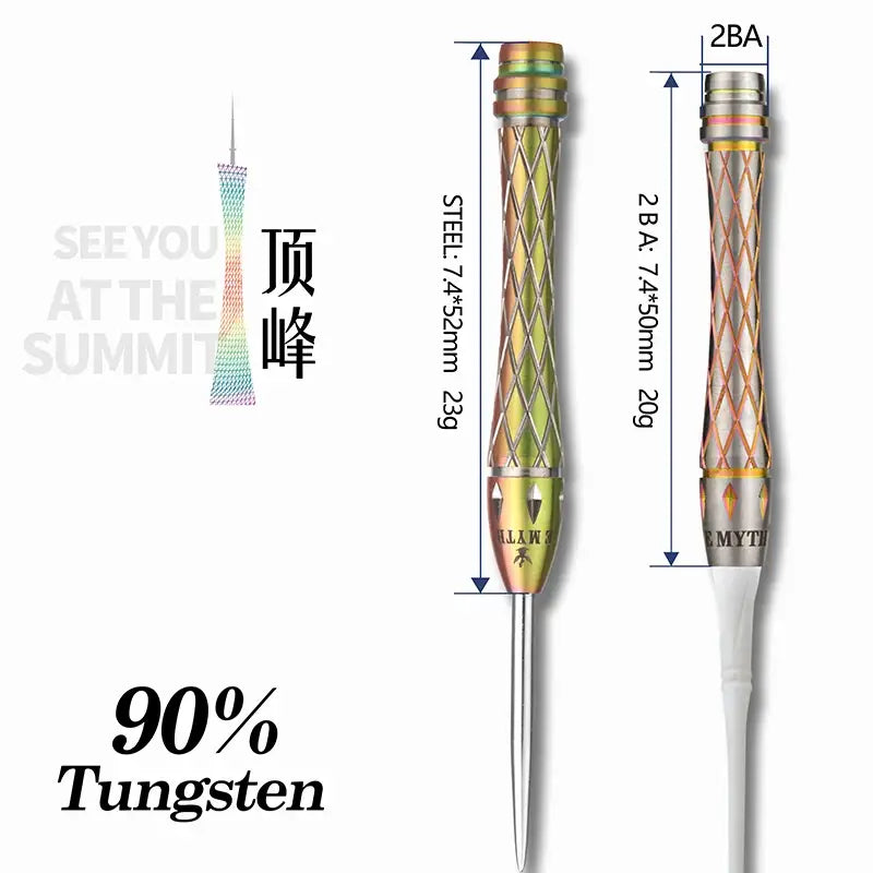 E MYTH Professional 90% Tungsten Darts 20/23g High Grade Hard Needle for Tournaments & Training