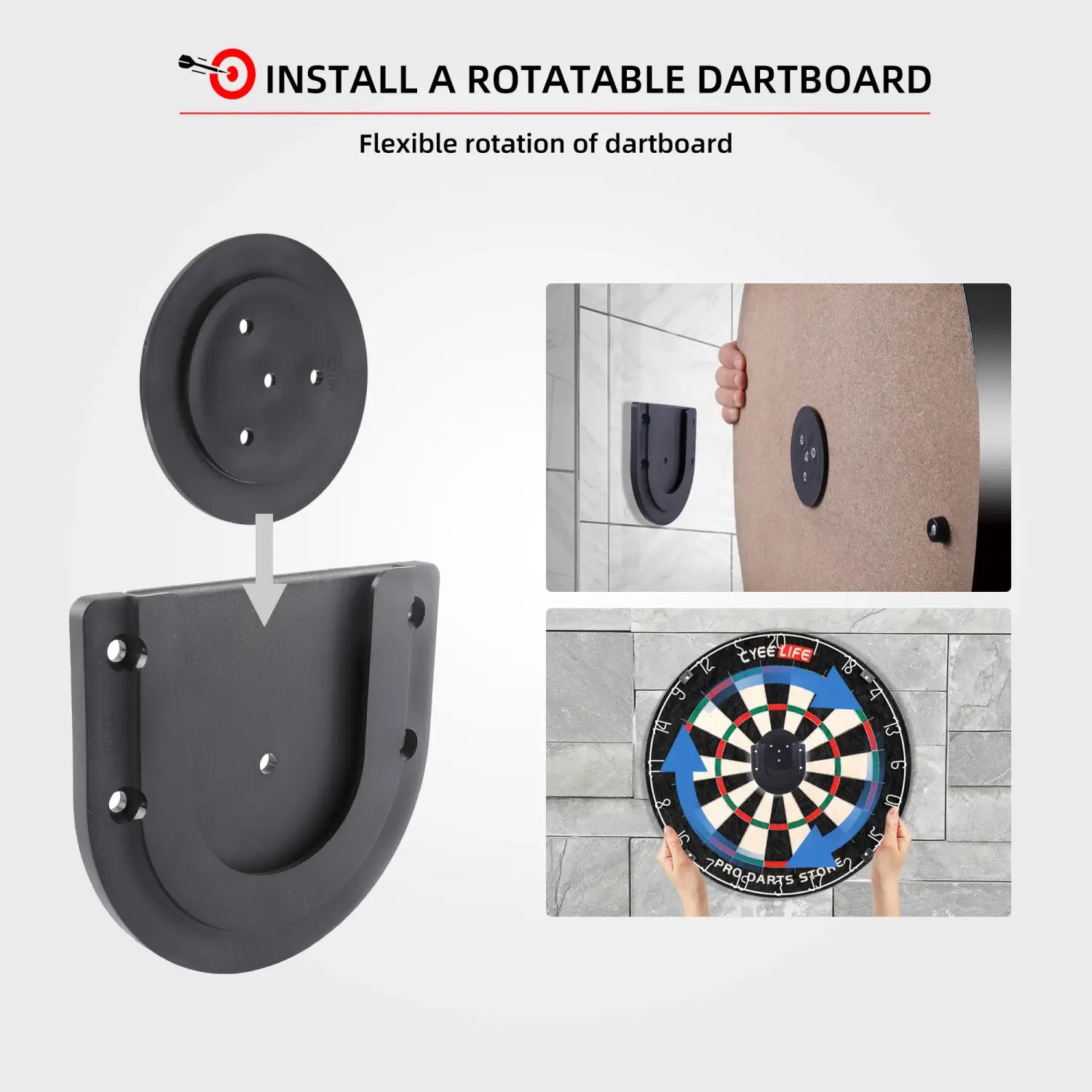 CyeeLife Dart Board Bracket Kit Portable Wall Hanging Dartboard Mounting Bracket Set With For Cabinet Wall Darts Tool