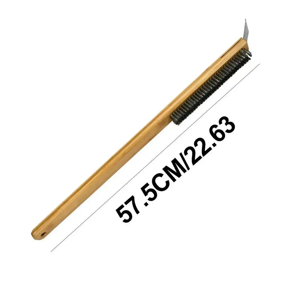 Pizza Oven Copper Brush Bristle Brass Scraper Wood Handle