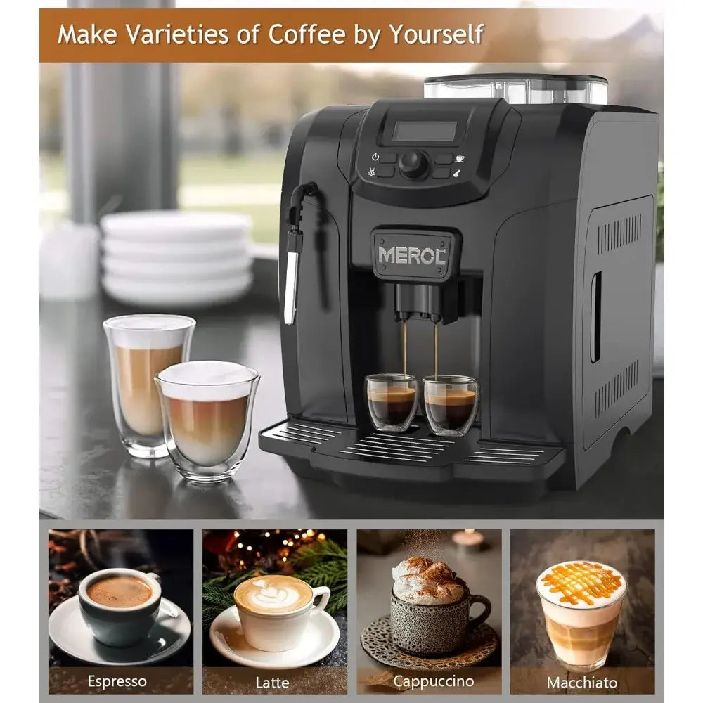 Automatic Espresso Coffee Machine 19 Bar Barista Pump Coffee Maker with Grinder and Manual Milk Frother Steam Wand