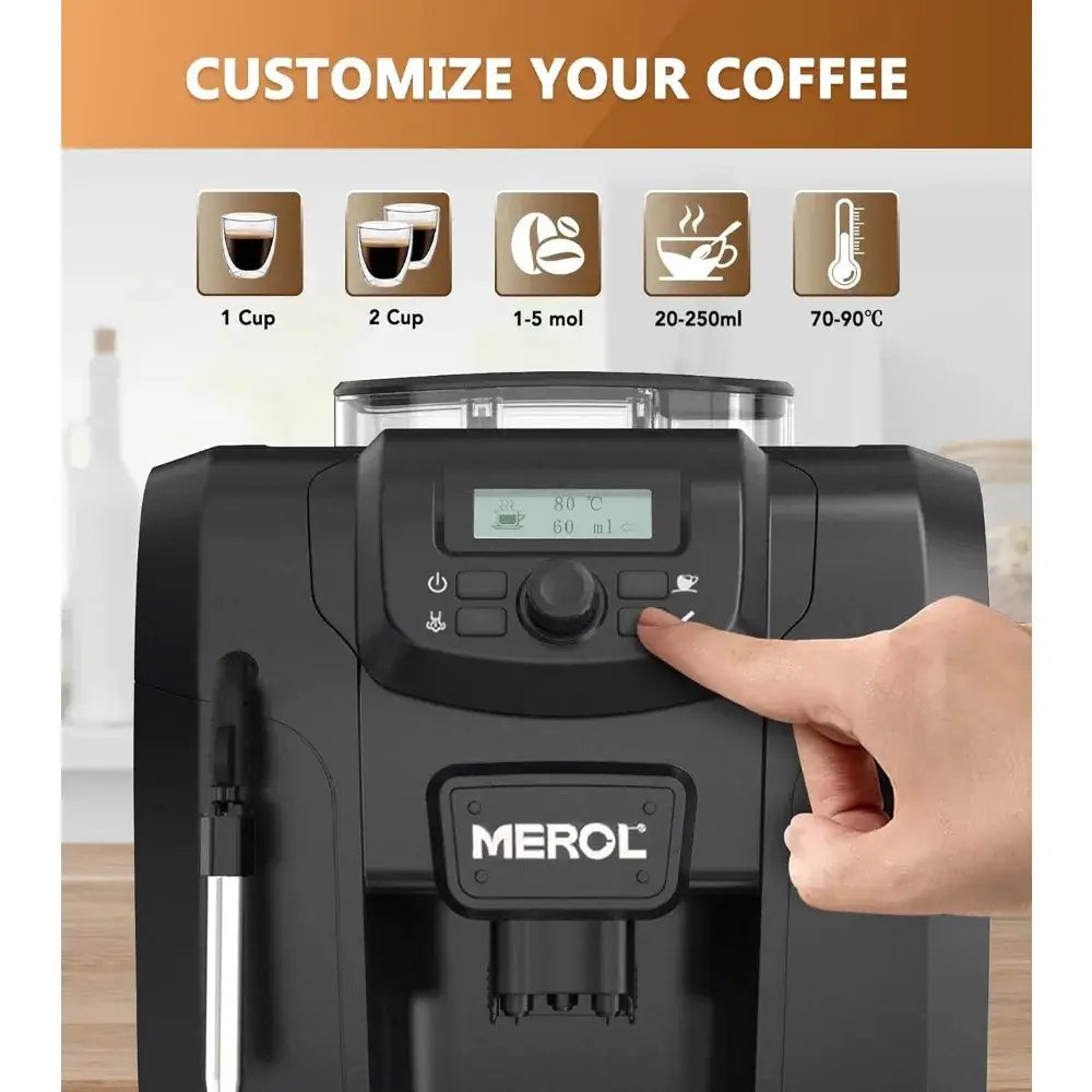 Automatic Espresso Coffee Machine 19 Bar Barista Pump Coffee Maker with Grinder and Manual Milk Frother Steam Wand