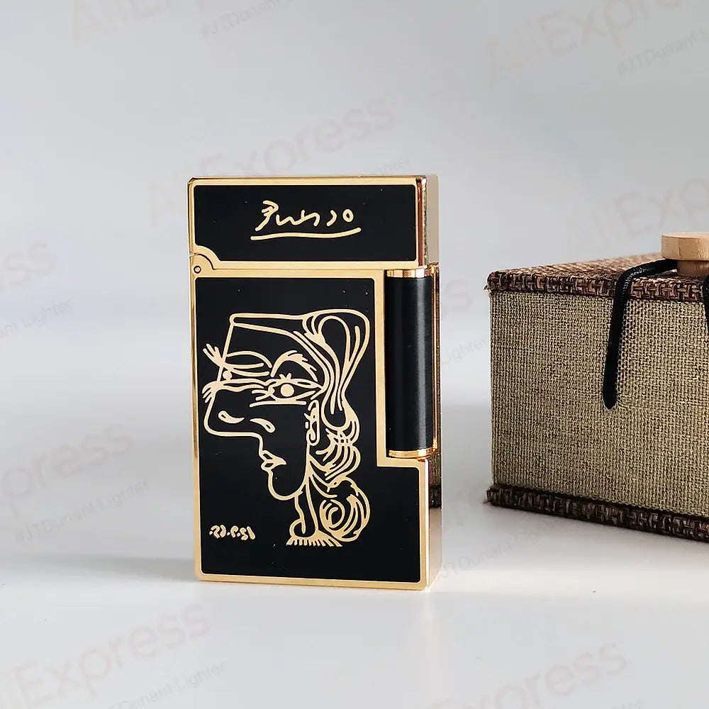 Luxury Brass Gas Lighters Lacquer Picasso Beauty Girl Pattern Cigarette Tobacco Smoke Tools Men Gifts Collections