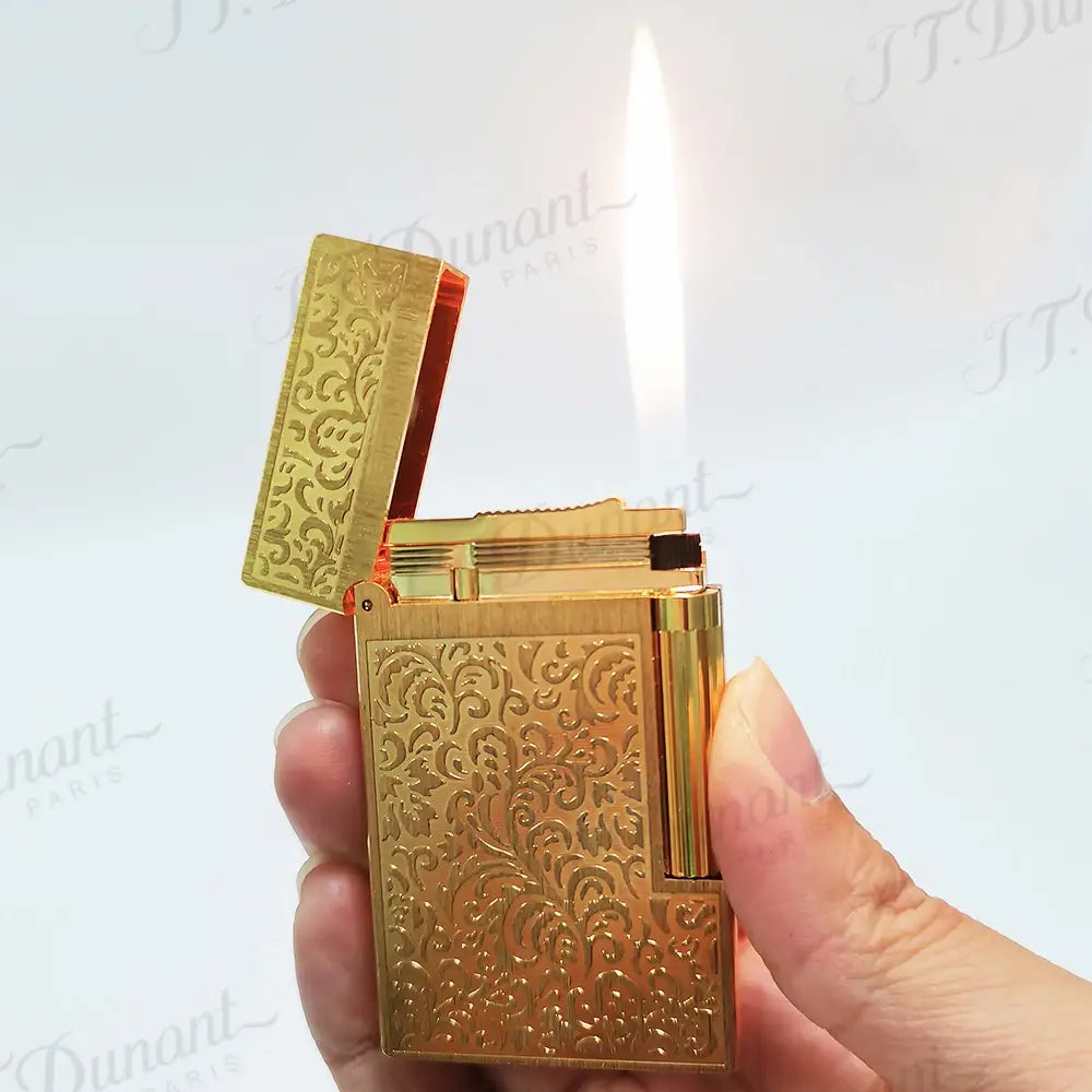 Retro st D Lighters Ping Sound Gas Lighter Special Wild Chrysanthemum Engraving Pattern Cigar Lighter Birthday Gift