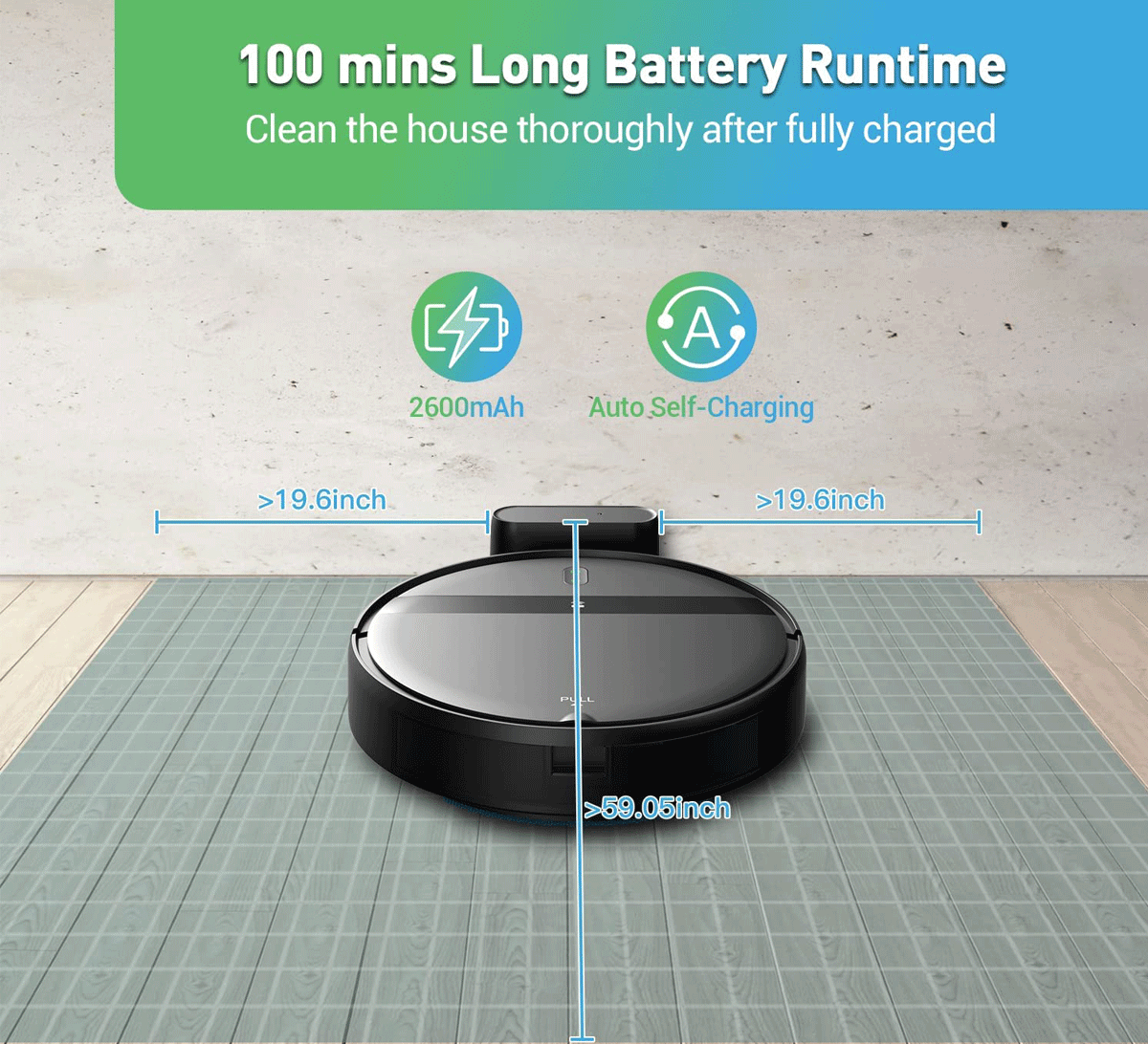 Smart GOOVI Robot Vacuum Cleaner 1400Pa Strong Suction 2500mAh Battery 3in1 Mopping Sweeping Suction Supports Wifi/alexa