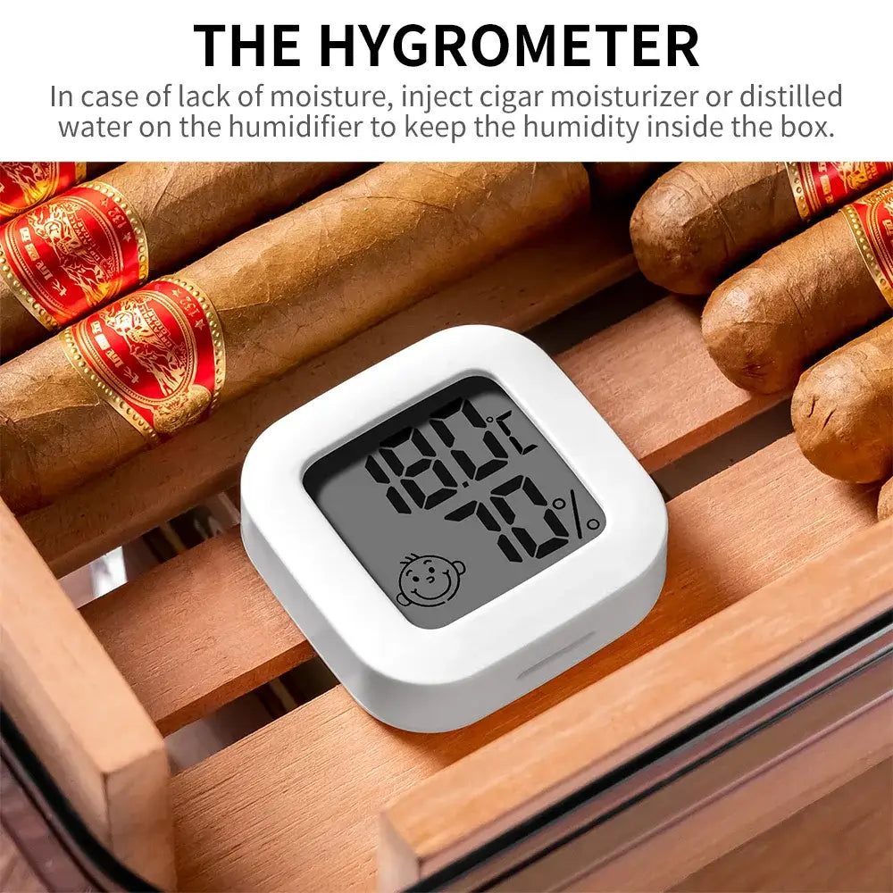 CIGAR-LOONG Cedar Wood Shelf Clear Cigar Humidor with Hygrometer