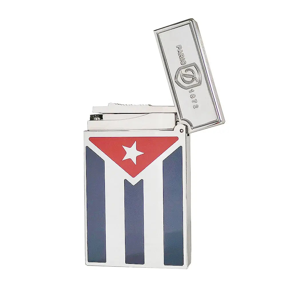 Dupont Gas Lighters Brass Lacquer Cuban Flag Smoking Accessories Tobacco Cigar Cigarette Men Gift Collections Ding Sound