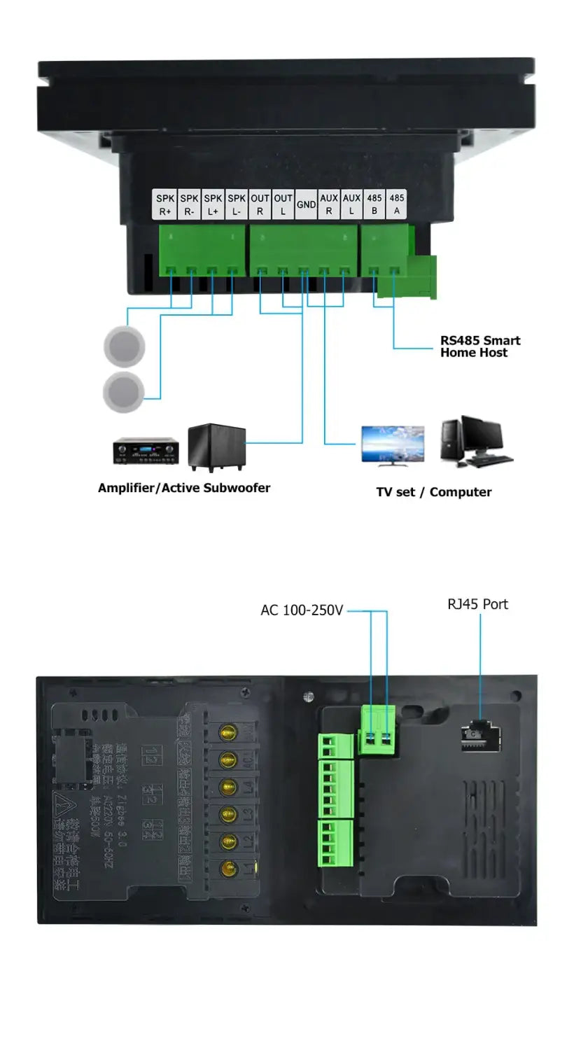 ZigBee Switch TUYA Smart Wall Amplifier Bluetooth WiFi Touch Screen Android 2*20W Amp Home Theater Sound System 4 Scene