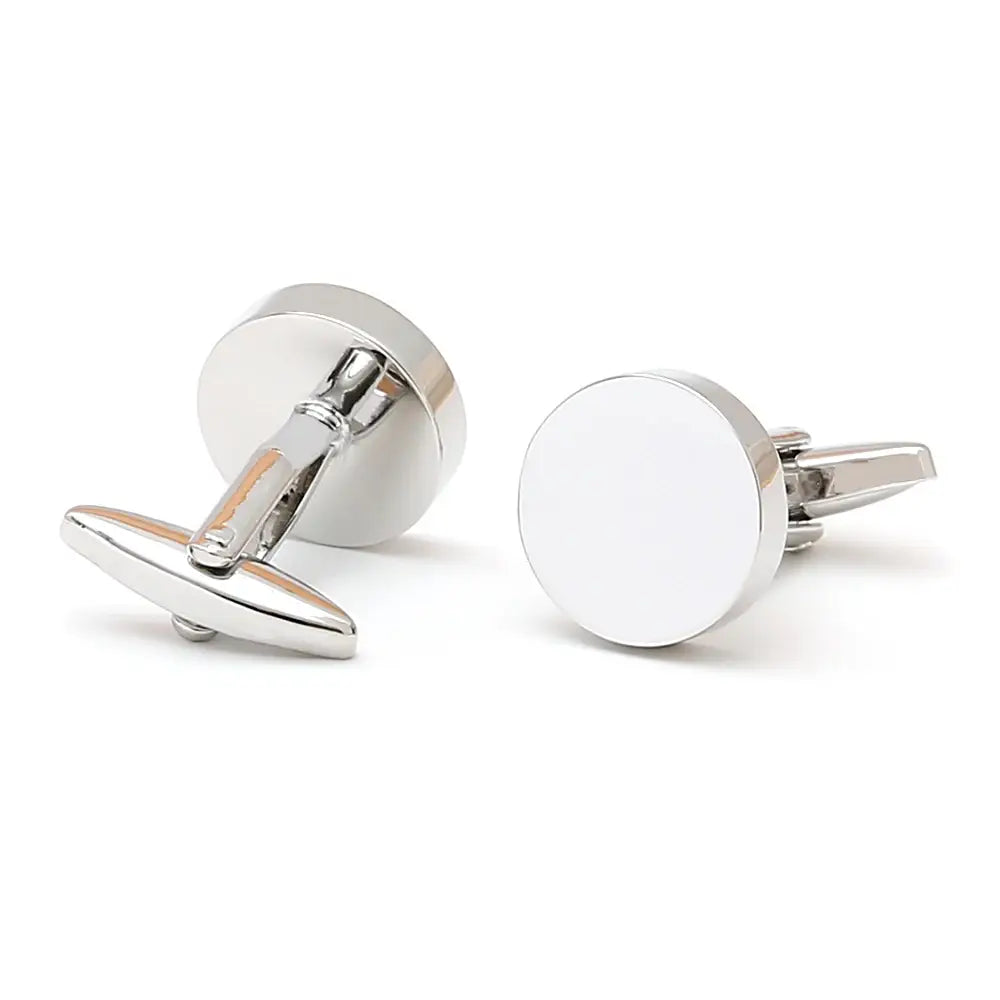 TOMYE Flat Round Plain CuffLinks