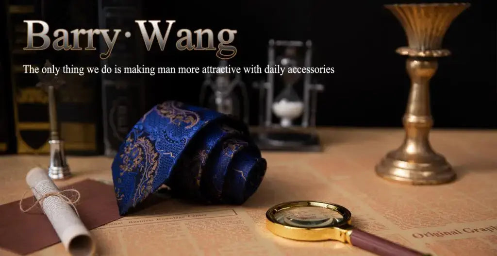 Barry Wang Silk Ties | Pocket Square | Cufflinks | Wedding Set