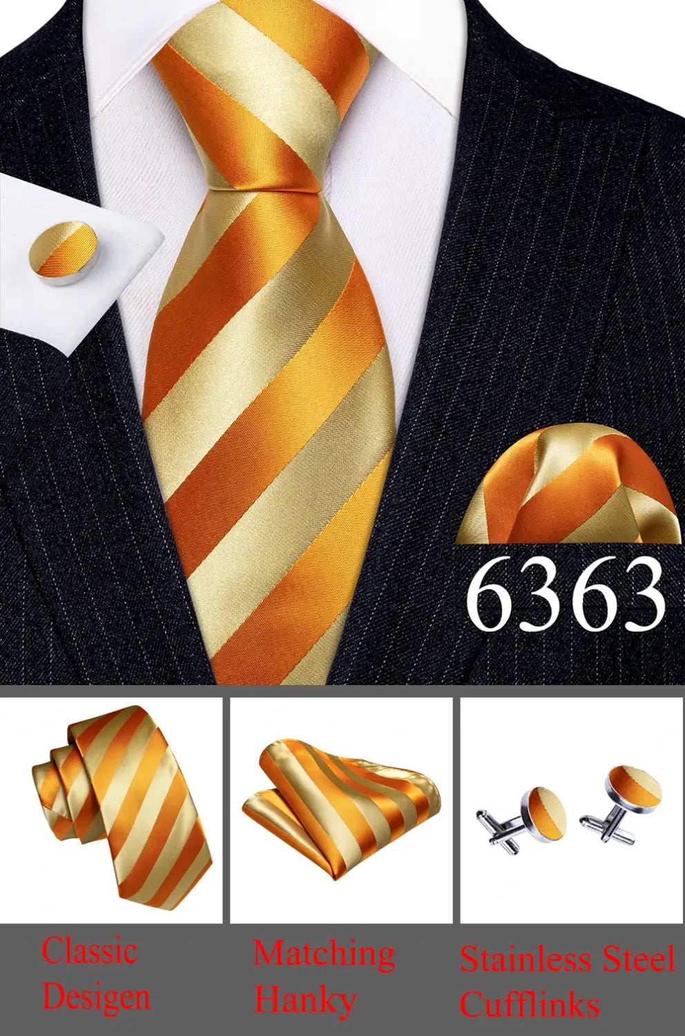 Barry Wang Silk Ties | Pocket Square | Cufflinks | Wedding Set