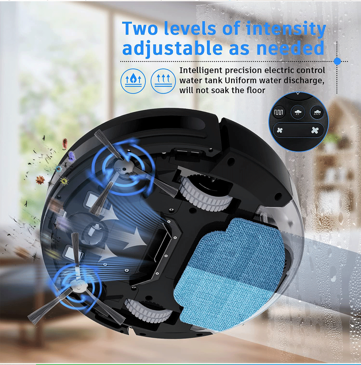 Smart GOOVI Robot Vacuum Cleaner 1400Pa Strong Suction 2500mAh Battery 3in1 Mopping Sweeping Suction Supports Wifi/alexa