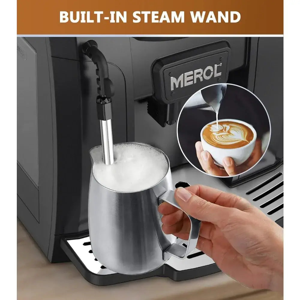 Automatic Espresso Coffee Machine 19 Bar Barista Pump Coffee Maker with Grinder and Manual Milk Frother Steam Wand